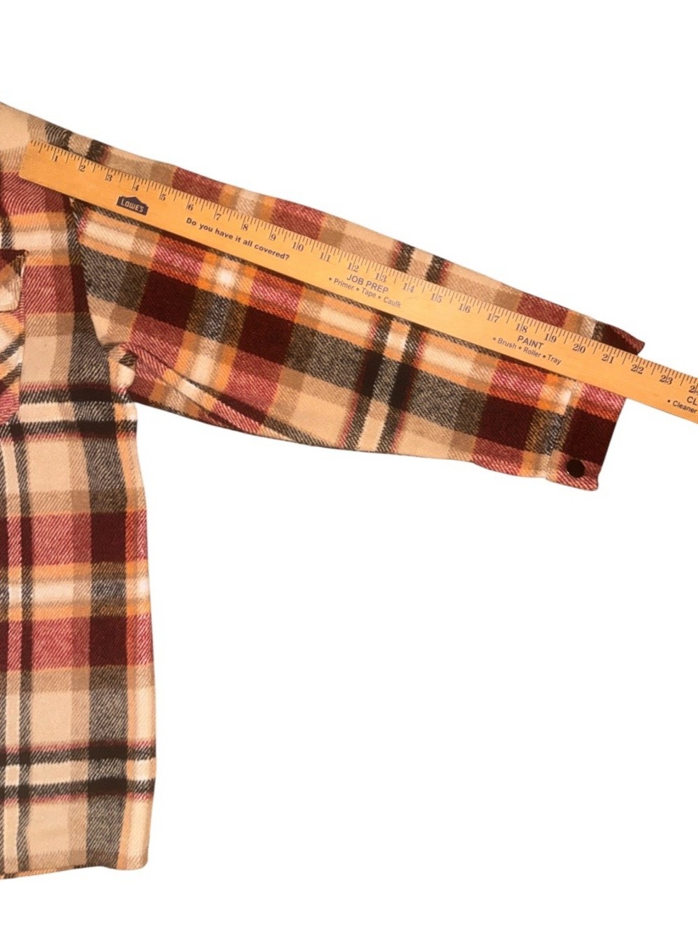 Boutique Plaid Shacket Jacket Cream & Burgundy cozy plaid trendy fall layer - Picture 6 of 8